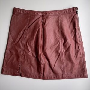 Abercrombie & Fitch High Waisted Burgundy Faux leather skirt size Large